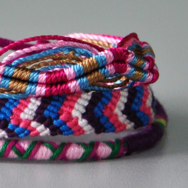 Purplish Handmade Multicolor Cotton Friendship Bracelet Set on Luulla