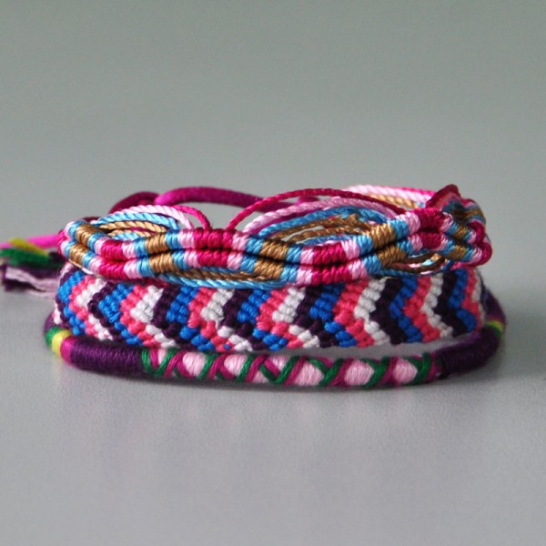 Purplish Handmade Multicolor Cotton Friendship Bracelet Set on Luulla