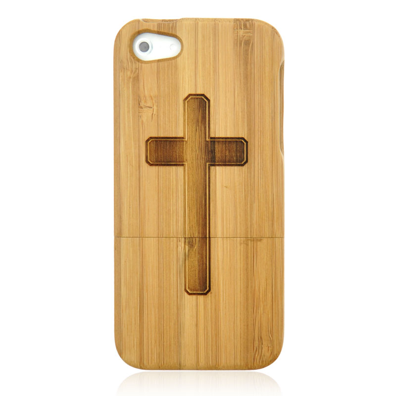 Hand Carved Cross Wood Phone Case For Iphone 5